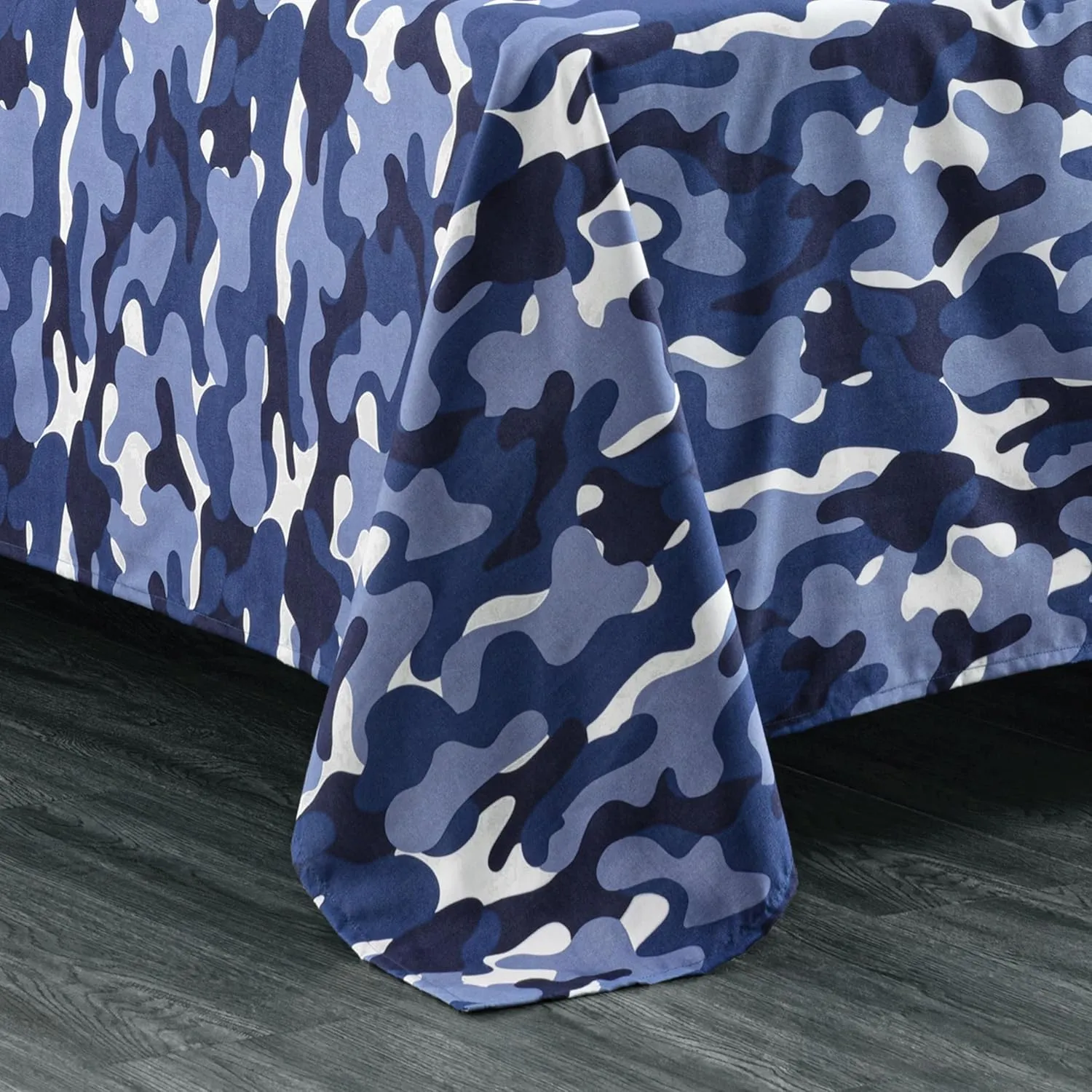 Chezmoi Collection Military Camo 4-Piece Sheet Set - Camouflage Blue Gray Printed Microfiber Soft Breathable Deep Pocket Sheets and Pillowcases Set, Full Size