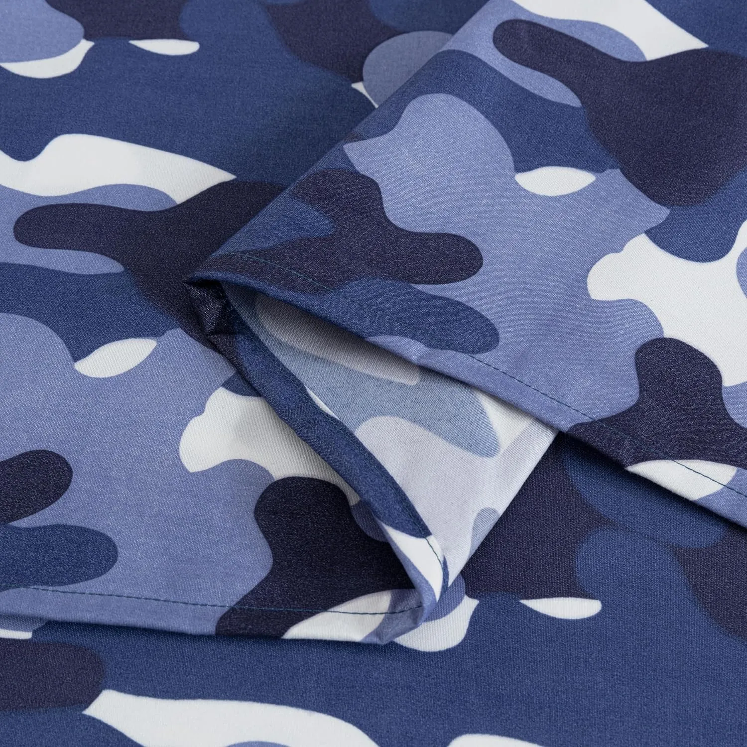 Chezmoi Collection Military Camo 4-Piece Sheet Set - Camouflage Blue Gray Printed Microfiber Soft Breathable Deep Pocket Sheets and Pillowcases Set, Full Size