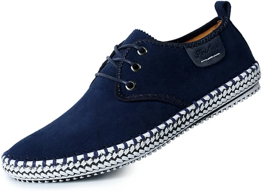 ChicWind Men's Casual Suede Leather Sneaker Breathable Walking Shoes Flat
