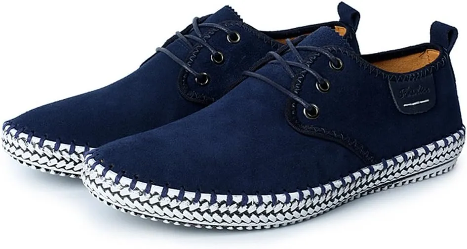ChicWind Men's Casual Suede Leather Sneaker Breathable Walking Shoes Flat