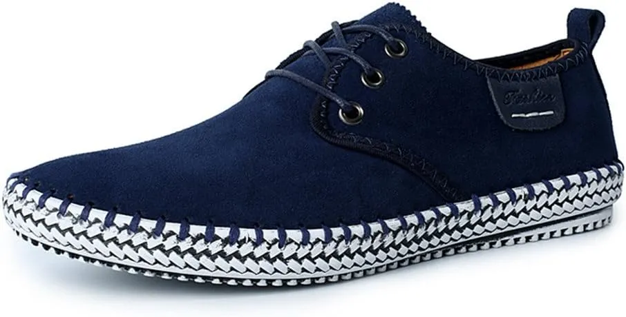 ChicWind Men's Casual Suede Leather Sneaker Breathable Walking Shoes Flat