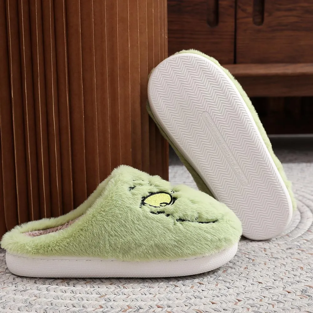 Christmas Cartoon Slippers - Funny, Comfy, Warm Winter Home Slippers - Cute Plush Green Gifts