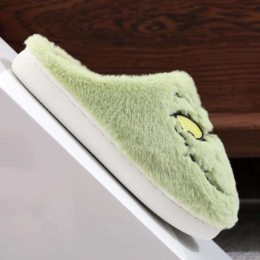 Christmas Cartoon Slippers - Funny, Comfy, Warm Winter Home Slippers - Cute Plush Green Gifts