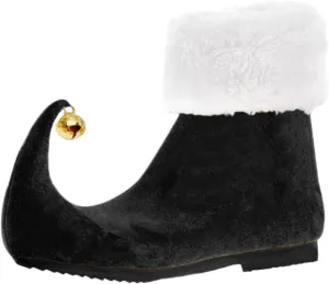 Christmas Elf Shoes Cozy Footwear for Holiday Costume Events, Black, 48