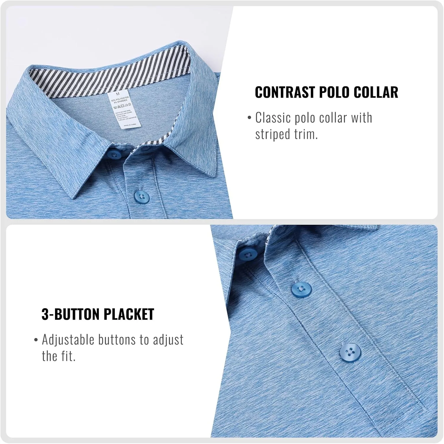 Cimic 3 Pack Polo Shirts for Men Short Sleeve Tennis Quick Dry Performanc Golf Moisture Wicking Athletic Collar Tops