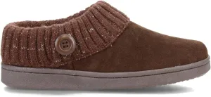Clarks Angelina Dark Brown Knitted Collar Winter Clog Rounded Closed Toe Slipper (Dark Brown Holiday, 6)