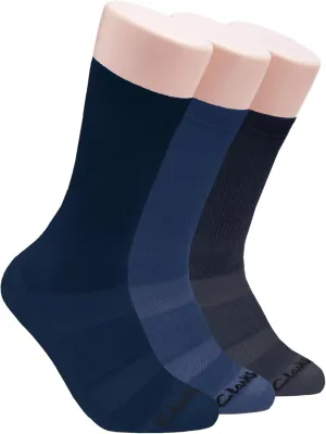 Clarks Men's Casual Half Cushion Crew Sock with Air Channel 3 Pair, Navy/Denim/Charcoal, Men's 7-12 Shoe