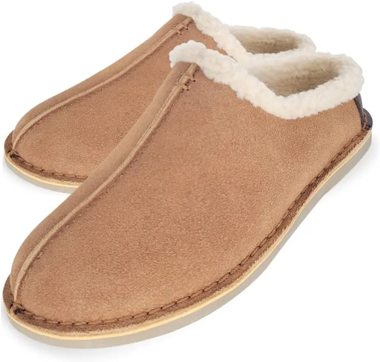 Clarks Men's Suede Leather Clog Slippers With Faux Shearling Collar , JMS0572 IndoorOutdoor Low Open Back SlipOns Comfy & Durable with Plush Lining Cushioned Footbed & Gum Rubber Outsoles,
