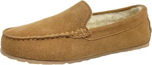 Clarks Mens Suede Moccasin Slippers Warm Cozy Indoor Outdoor Plush Faux Fur Lined Slipper For Men (8 M US, Cinnamon)