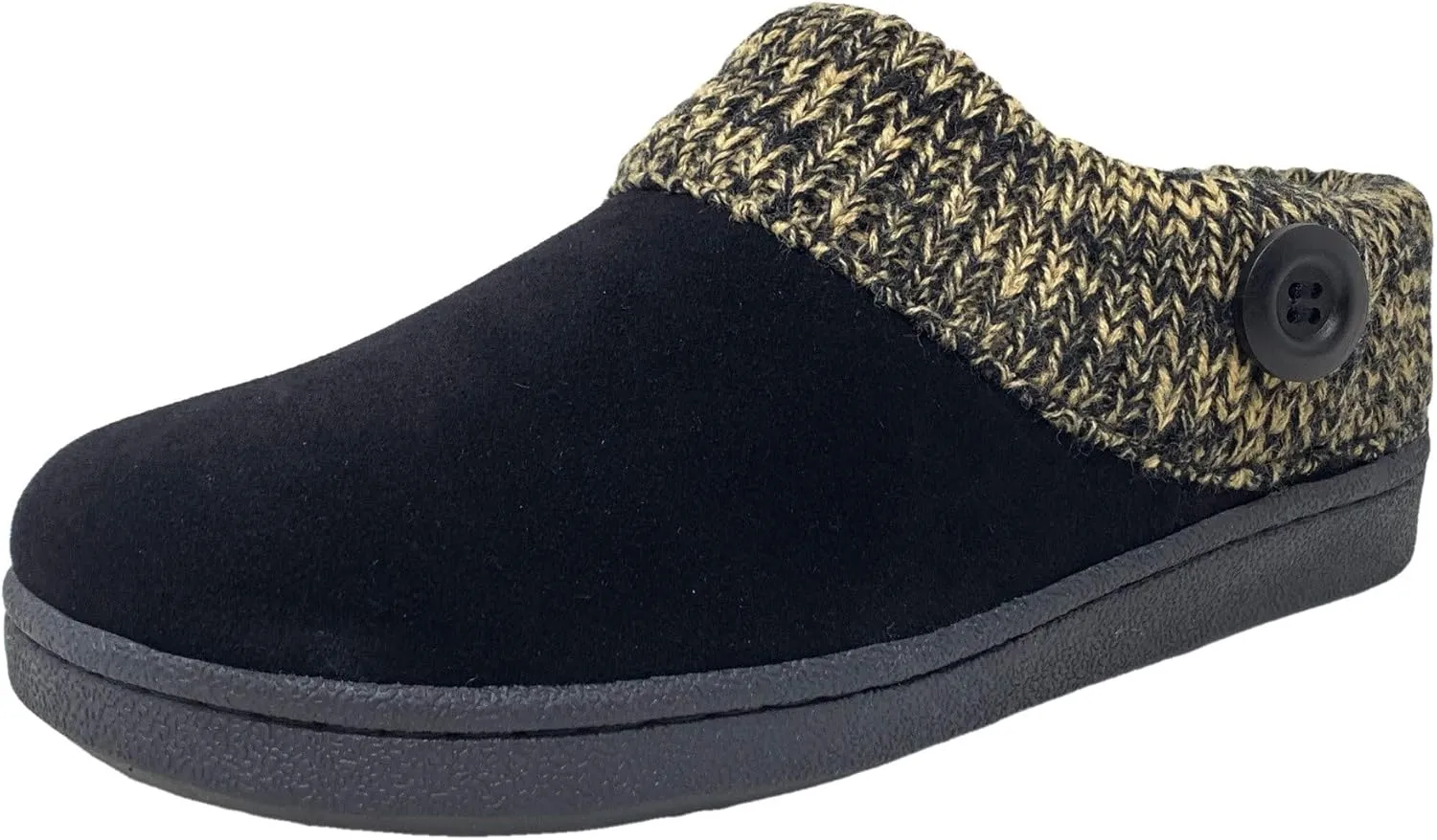 Clarks Women's Knitted Collar Clog (6 M US, Black/Beige2)