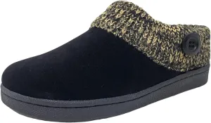 Clarks Women's Knitted Collar Clog (6 M US, Black/Beige2)