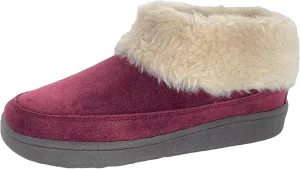 Clarks Womens Slipper Suede Ankle Bootie JMH1883 -Plush Faux Fur Collar and Lining - Indoor Outdoor House Slippers For Women (7 M US, Burgundy)