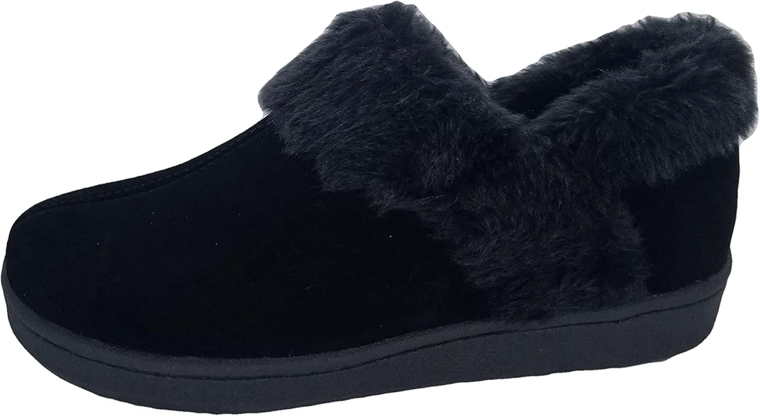 Clarks Womens Suede Leather Ankle Bootie Slipper JMH2034 - Plush Faux Fur Lined - Indoor Outdoor House Slippers For Women