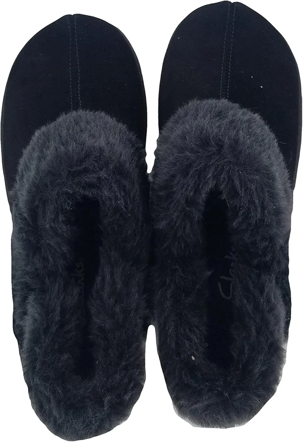 Clarks Womens Suede Leather Ankle Bootie Slipper JMH2034 - Plush Faux Fur Lined - Indoor Outdoor House Slippers For Women