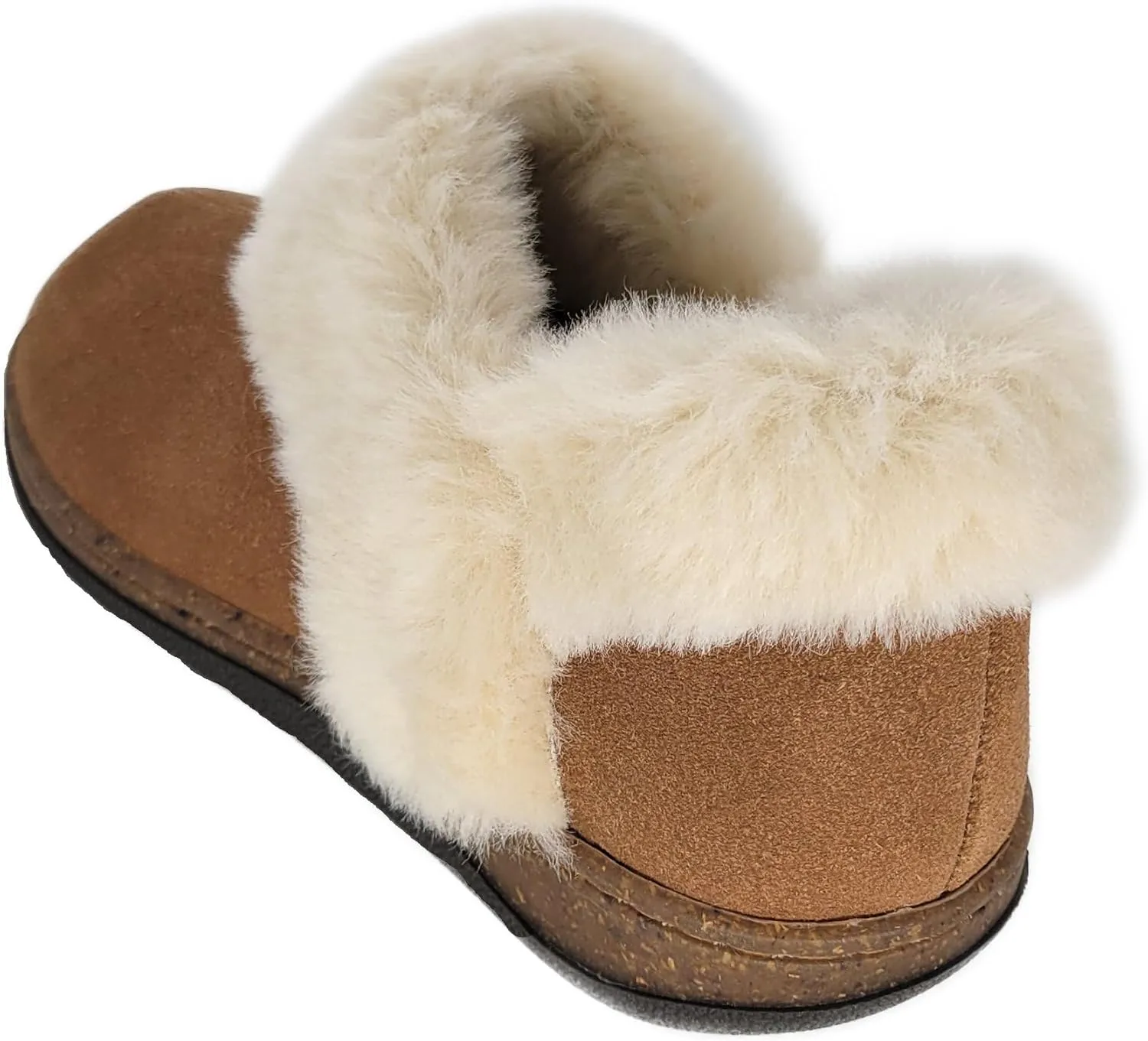 Clarks Womens Suede Leather Ankle Bootie Slipper JMH2034 - Plush Faux Fur Lined - Indoor Outdoor House Slippers For Women