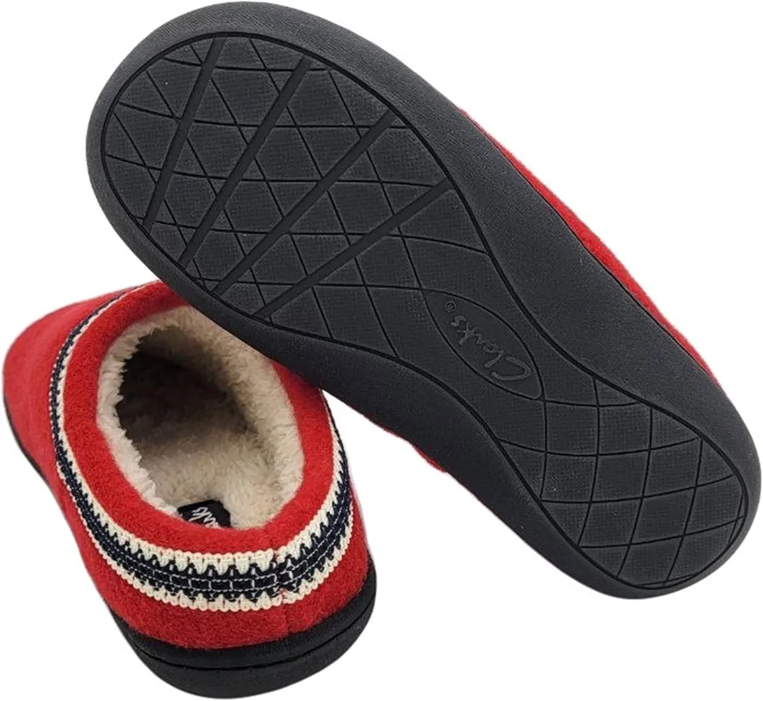 Clarks Womens Wool Felt Clog Slippers JMH1319T - Warm Cozy Plush Faux Fur Lined - Indoor Outdoor House Slipper for Women