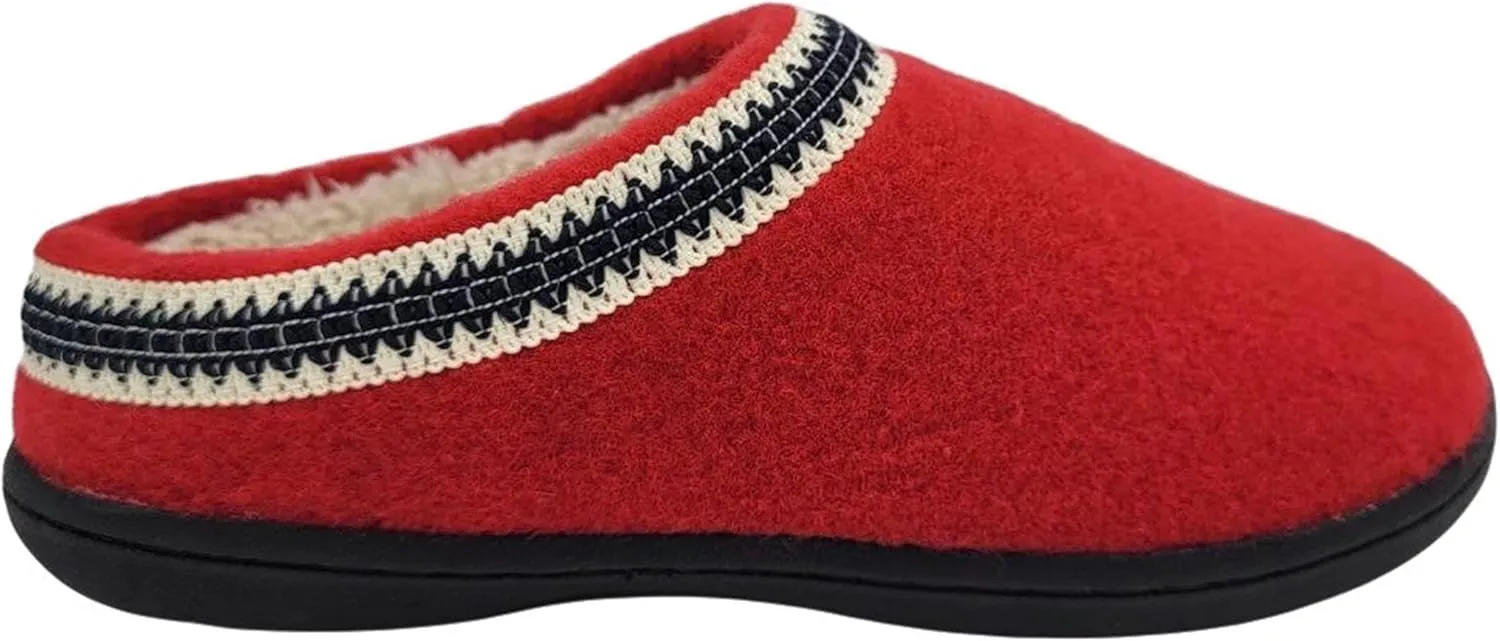 Clarks Womens Wool Felt Clog Slippers JMH1319T - Warm Cozy Plush Faux Fur Lined - Indoor Outdoor House Slipper for Women