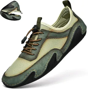 Classic Non Slip Drawstring Men's Suede Mesh Casual Shoes Comfort Slip On Loafers Fashion Outdoor Flat Moccasin Sneakers Breathable Chukka Boots
