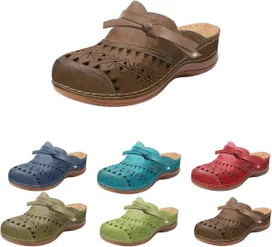 Clogs for Women 2025 Summer Comfortable Wedge Sandals Breathable Hollow Out Closed Toe Slip On Slippers Beach Arch Support Outdoor Slippers Round Platform Shoes