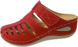 Clogs for Women Mules Shoes Casual Hollow Closed Toe Platform Sandals Breathable Sandals with Arch Support Summer Beach Rome Shoes