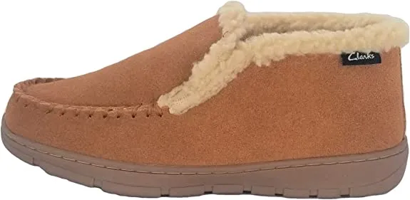 Cognac Tailored selection Door-to-door delivery Suede Leather Sherpa Outdoor Clarks Bootie Slippers Ankle Indoor Lined