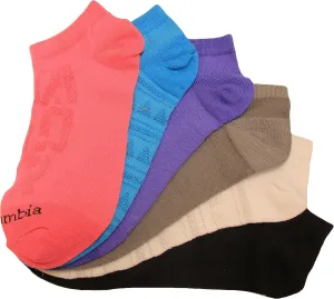 Columbia Wander No Show Pattern Mesh 6-Pack Wild Geranium Assorted One Size (Shoe Size US Women's 5-10)