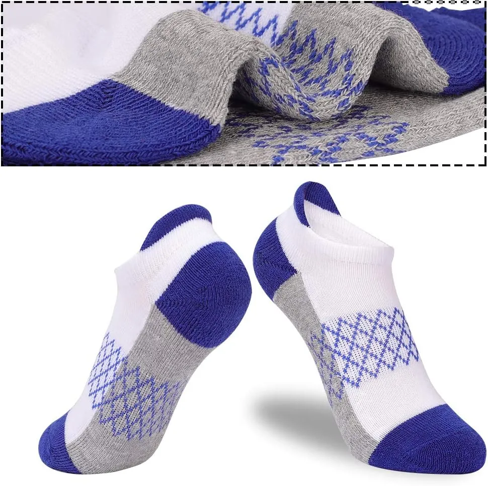 Comfoex Boys Socks 6 Pairs Ankle Athletic Sock Half Cushioned Low Cut Socks For Little Big Kids