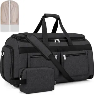 Convertible Garment Duffel Bags for Travel - Carry on Garment Bag with Toiletry Bag Large Travel Duffel Bag 2 in 1 Hanging Suit Bag Weekender Bag for Men Women 2pcs Set