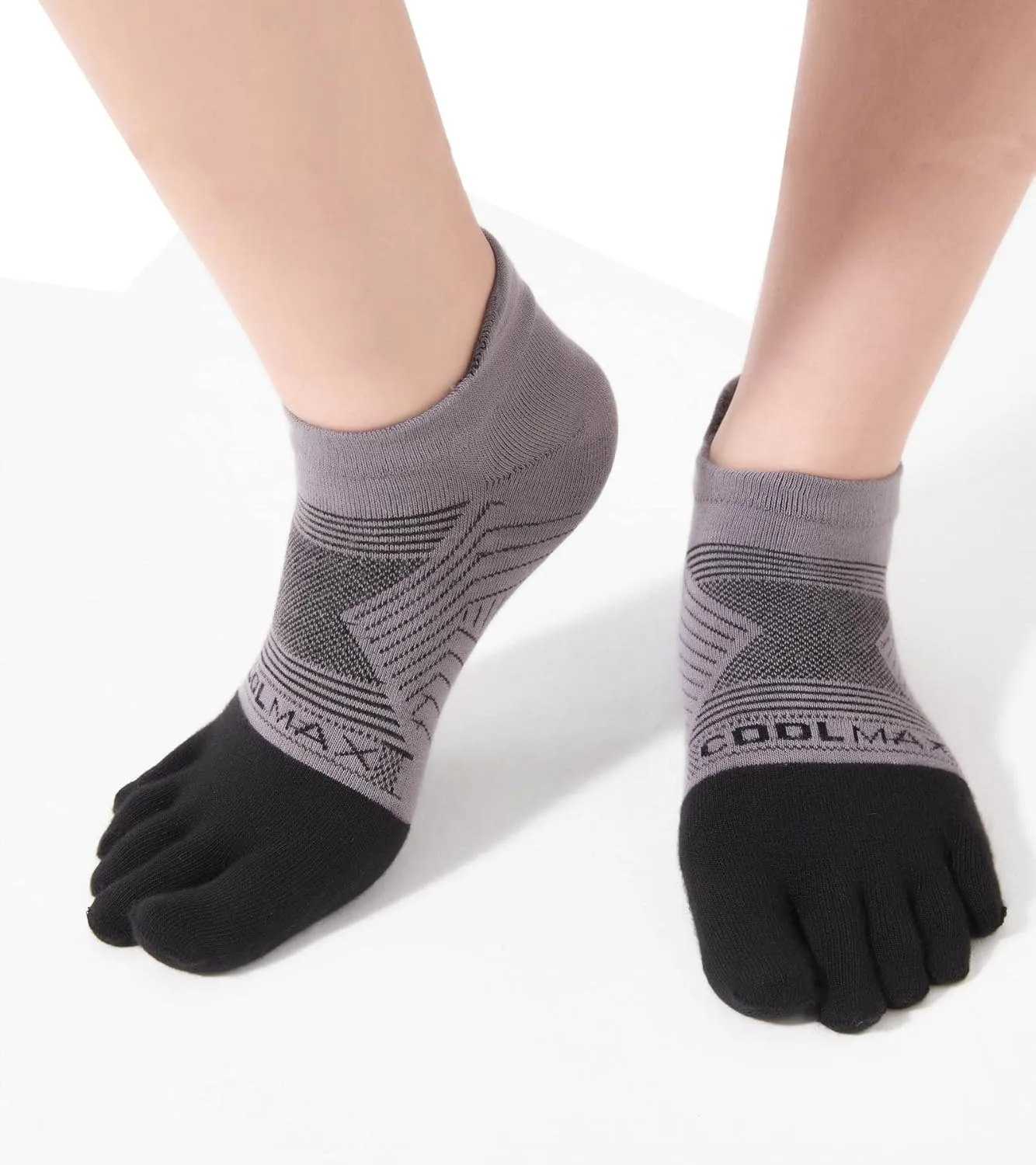 Coolmax Toe Socks for Women and Men No Show Low Cut High Performance 5 Finger Running Socks Athletic Wicking 3 Pack