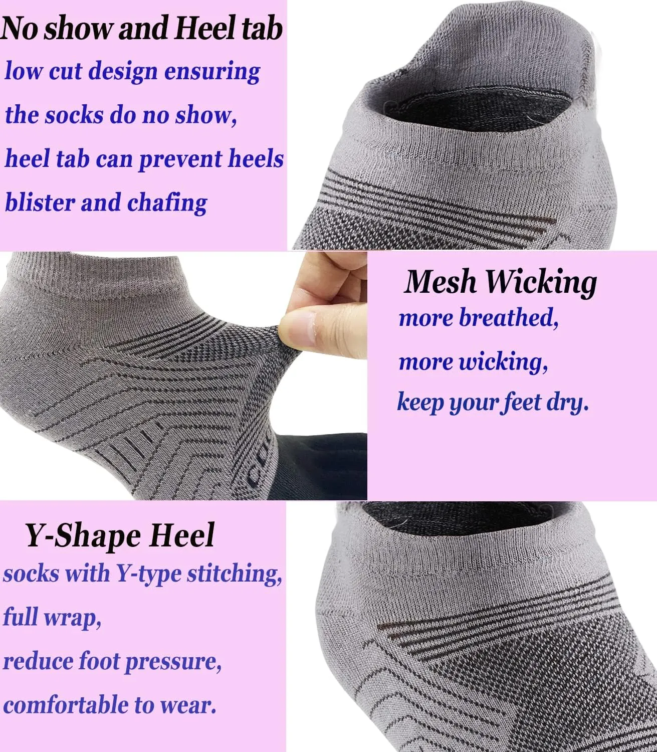 Coolmax Toe Socks for Women and Men No Show Low Cut High Performance 5 Finger Running Socks Athletic Wicking 3 Pack