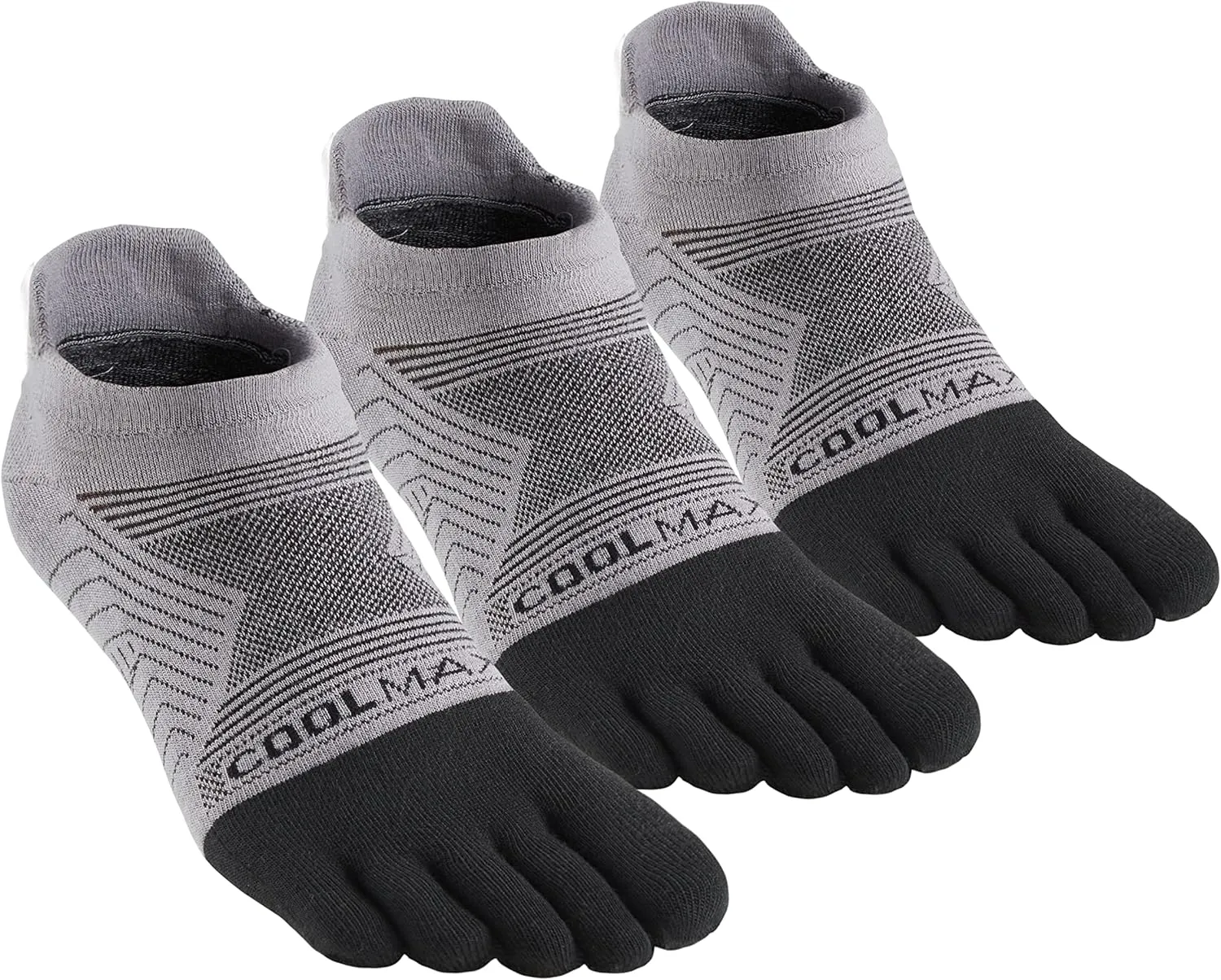 Coolmax Toe Socks for Women and Men No Show Low Cut High Performance 5 Finger Running Socks Athletic Wicking 3 Pack