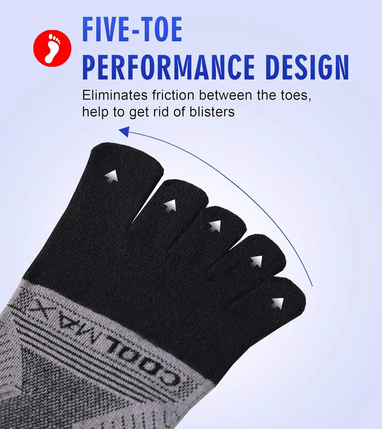 Coolmax Toe Socks for Women and Men No Show Low Cut High Performance 5 Finger Running Socks Athletic Wicking 3 Pack