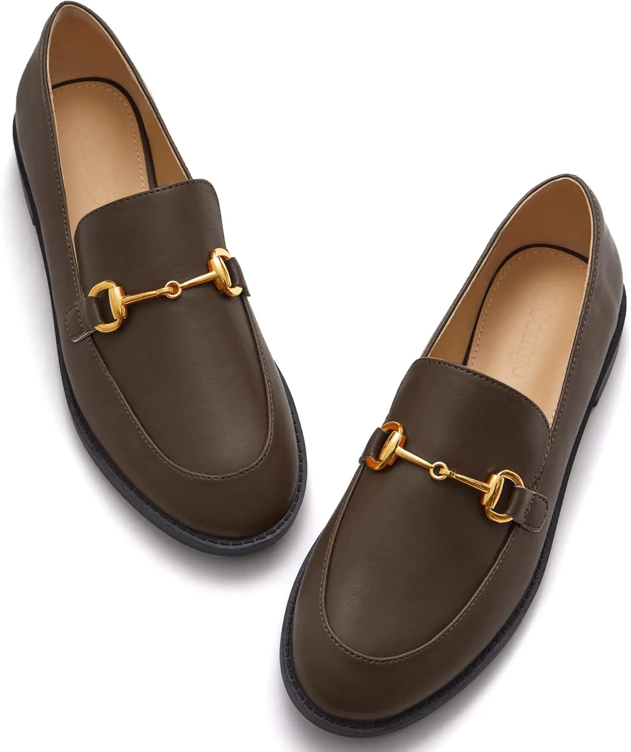 Coutgo Womens Loafers Comfortable Slip On Penny Loafer Casual Chain Flat Work Office Dress Shoes