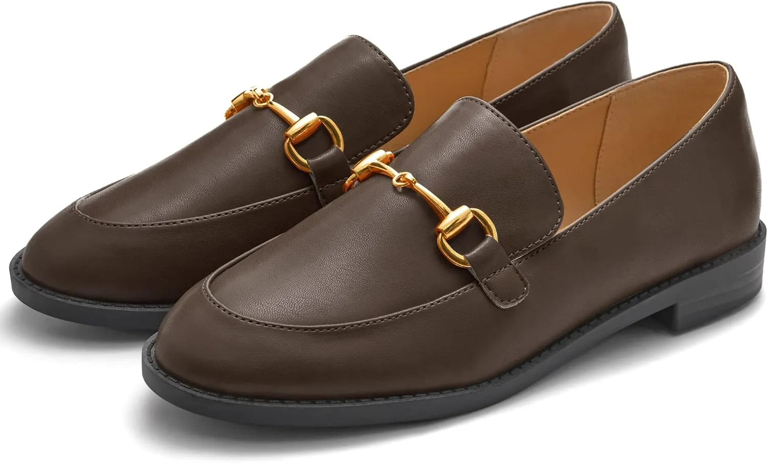 Coutgo Womens Loafers Comfortable Slip On Penny Loafer Casual Chain Flat Work Office Dress Shoes