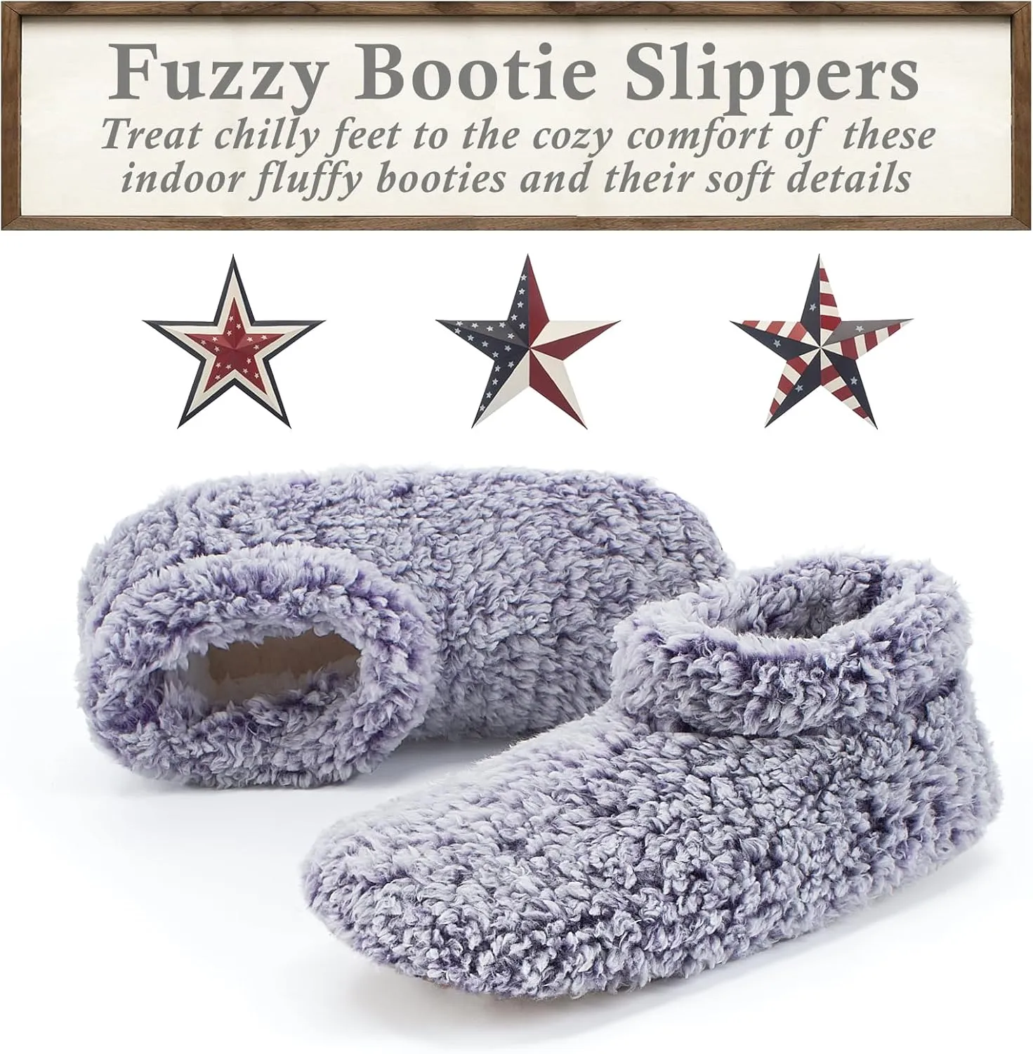 Cozylook Fuzzy Slippers for Women Indoor, Warm Bedroom Slip On Shoes, Winter Fluffy House Socks with Grippers, Cozy Christmas Gifts Unique