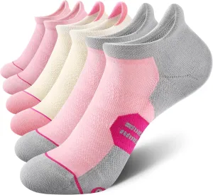 CS CELERSPORT 6 Pack Women's Ankle Running Socks Cushioned Low Cut Tab Athletic Socks
