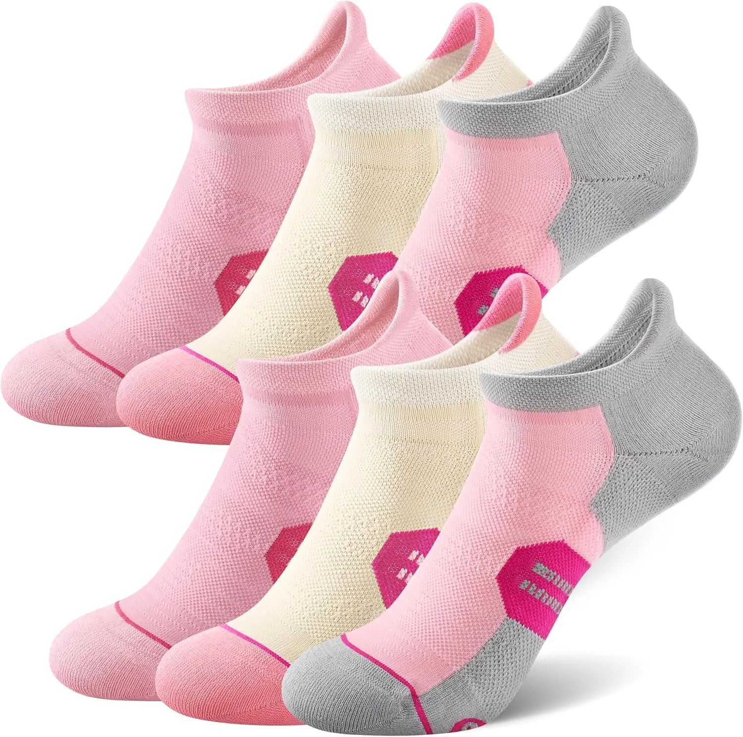 CS CELERSPORT 6 Pack Women's Ankle Running Socks Cushioned Low Cut Tab Athletic Socks