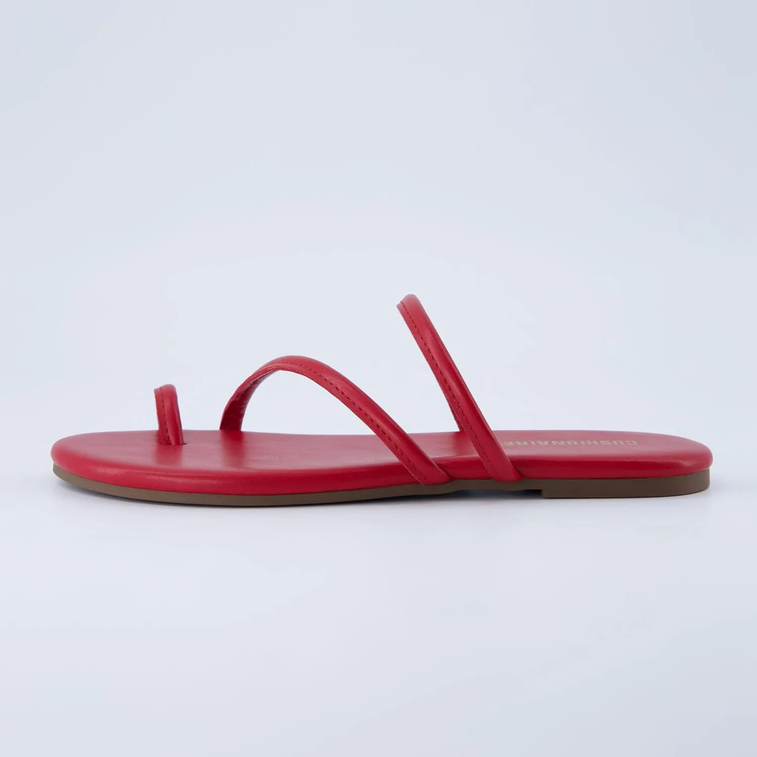 CUSHIONAIRE Resort Women’s Minimalist Strappy Sandals – Lightweight Summer Flat Sandals with Cushioned Footbed