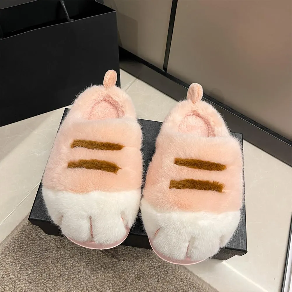 Cute 3D Cat Paw Slipper Women Men House Slippers, Warm Cloudy Soft Slippers Plush Home Shoes for Bedroom Living Room Indoor
