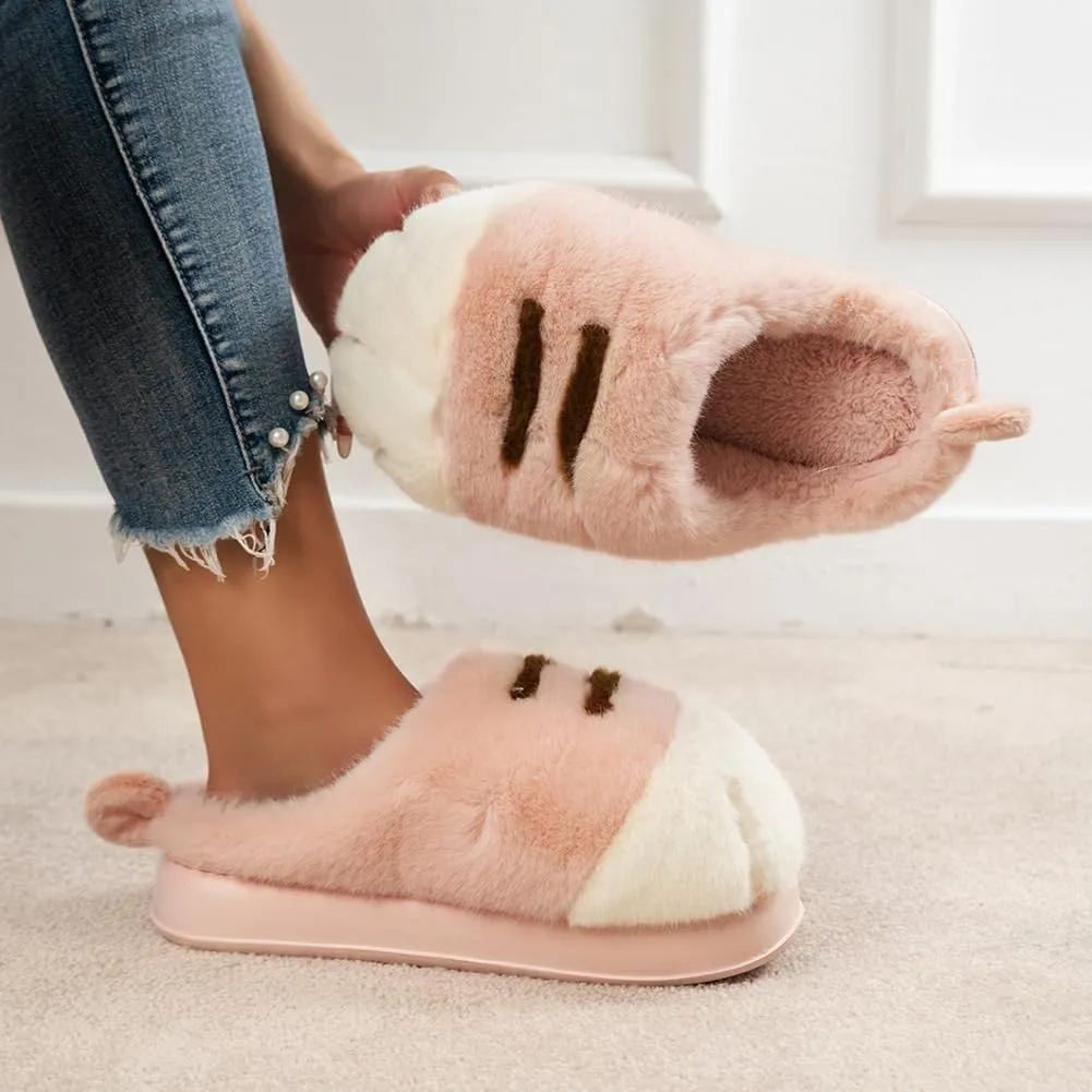 Cute 3D Cat Paw Slipper Women Men House Slippers, Warm Cloudy Soft Slippers Plush Home Shoes for Bedroom Living Room Indoor