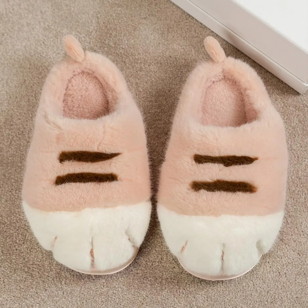 Cute 3D Cat Paw Slipper Women Men House Slippers, Warm Cloudy Soft Slippers Plush Home Shoes for Bedroom Living Room Indoor