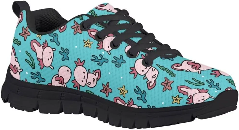 Cute Girls Shoes Lightweight Breathable Running Shoes Lace Up Walking Tennis Sneakers Black Sole