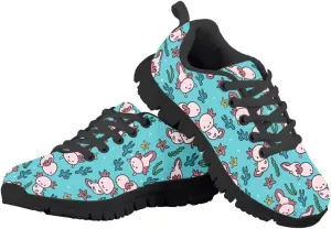 Cute Girls Shoes Lightweight Breathable Running Shoes Lace Up Walking Tennis Sneakers Black Sole