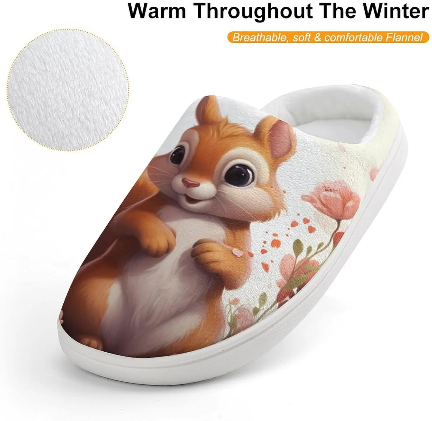 Cute Hamster Kids Slippers for Girls Boys Winter Warm Plush Slip On House Slippers for Indoor Outdoor