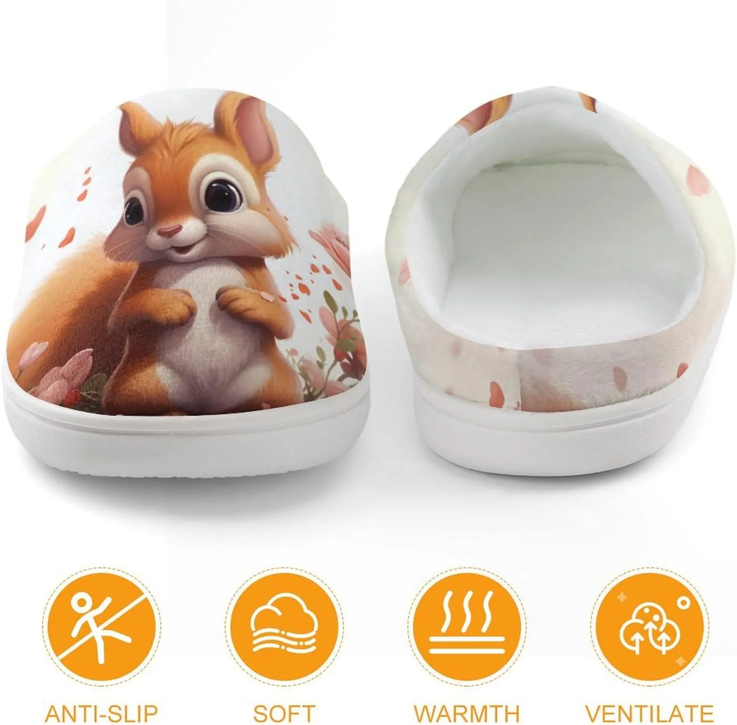 Cute Hamster Kids Slippers for Girls Boys Winter Warm Plush Slip On House Slippers for Indoor Outdoor