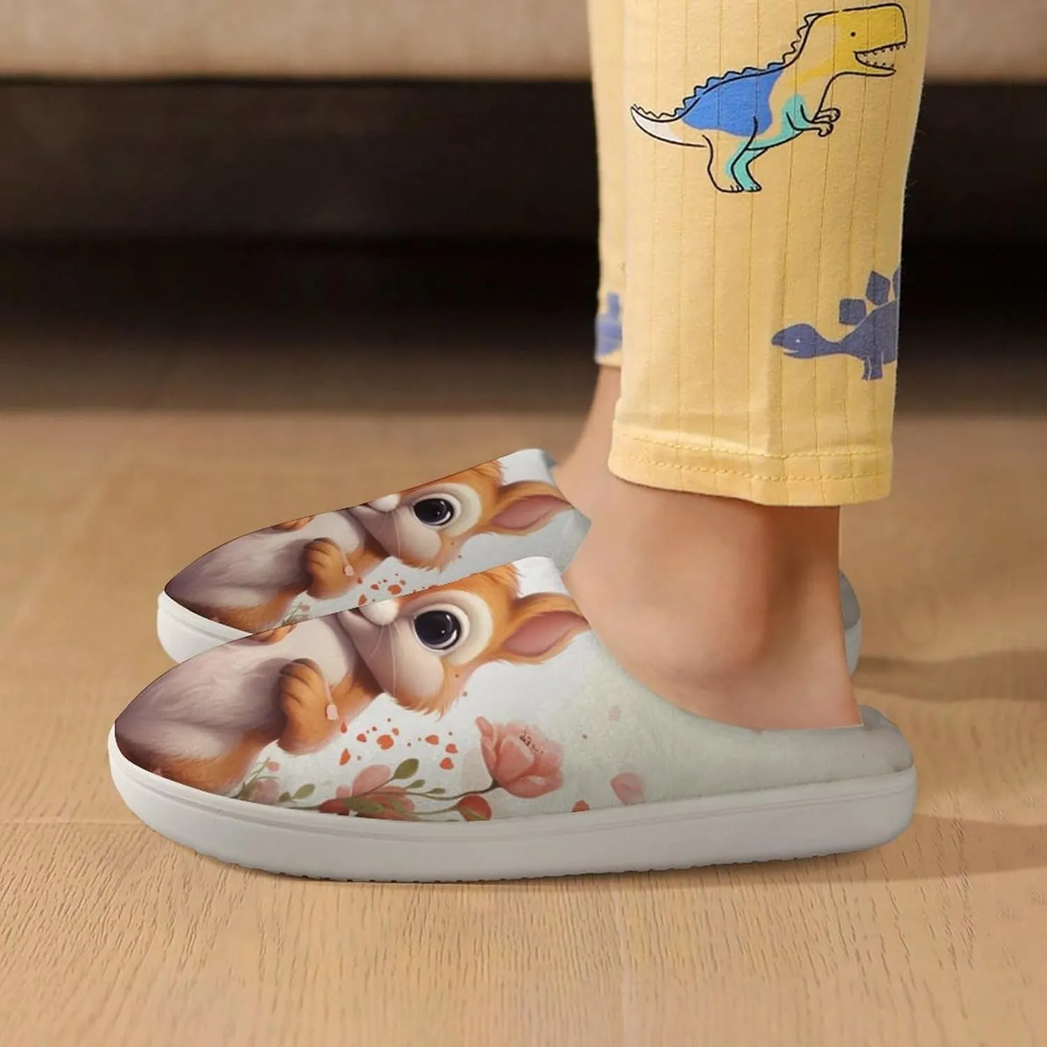 Cute Hamster Kids Slippers for Girls Boys Winter Warm Plush Slip On House Slippers for Indoor Outdoor