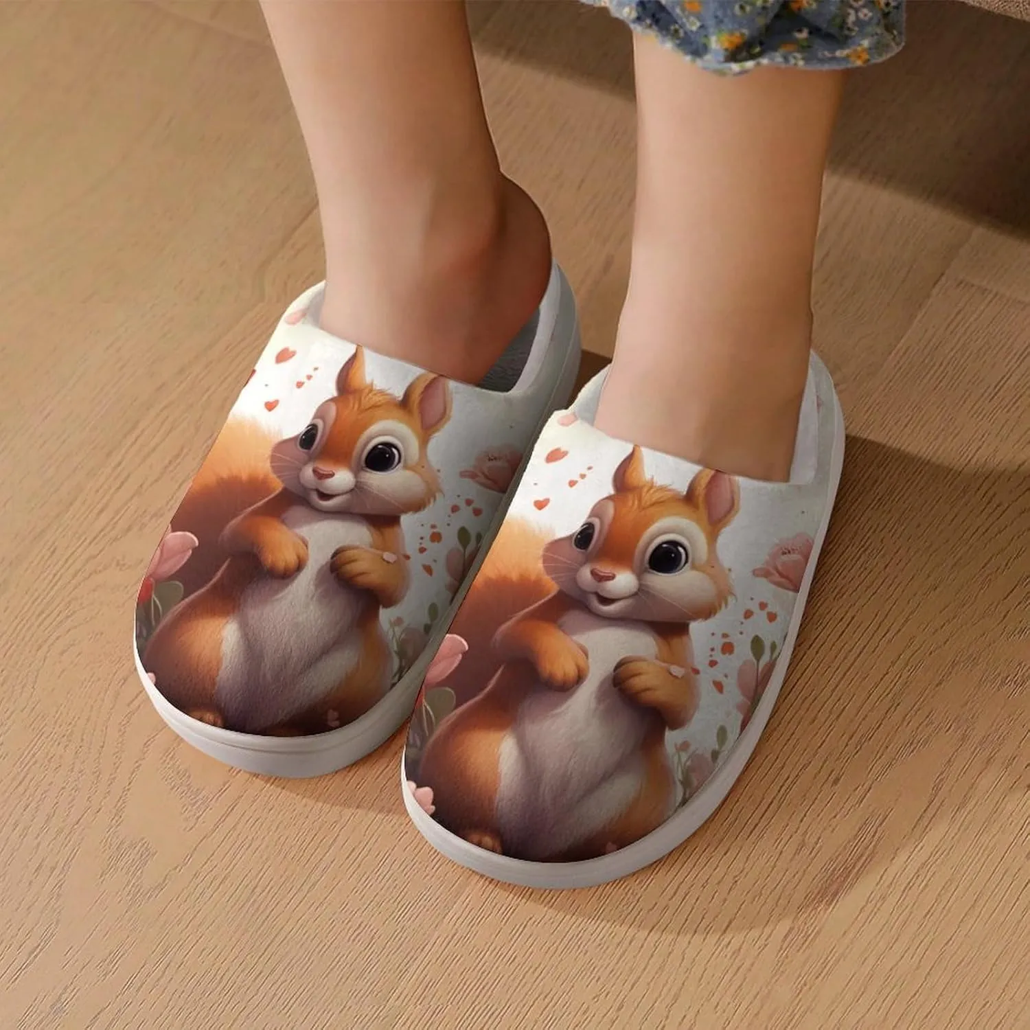 Cute Hamster Kids Slippers for Girls Boys Winter Warm Plush Slip On House Slippers for Indoor Outdoor
