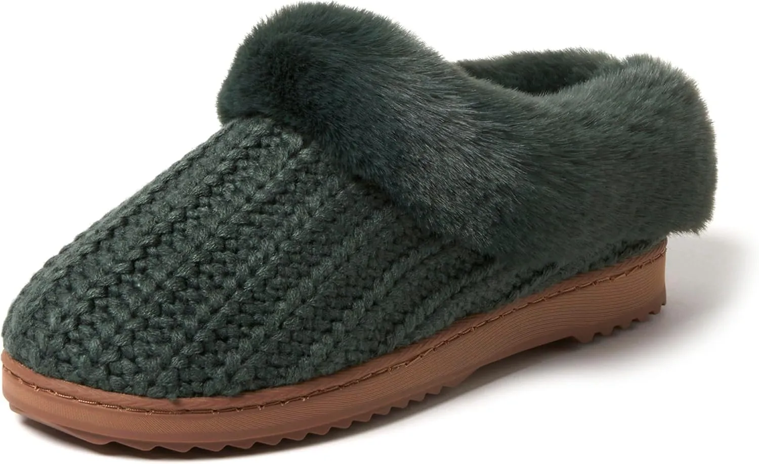 Dearfoams Gifts for Women, Mom, Sister, Wife - Fuzzy Fluffy Memory Foam Slipper - Hannah Knit Clog House Shoe House Slipper