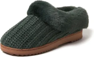 Dearfoams Gifts for Women, Mom, Sister, Wife - Fuzzy Fluffy Memory Foam Slipper - Hannah Knit Clog House Shoe House Slipper