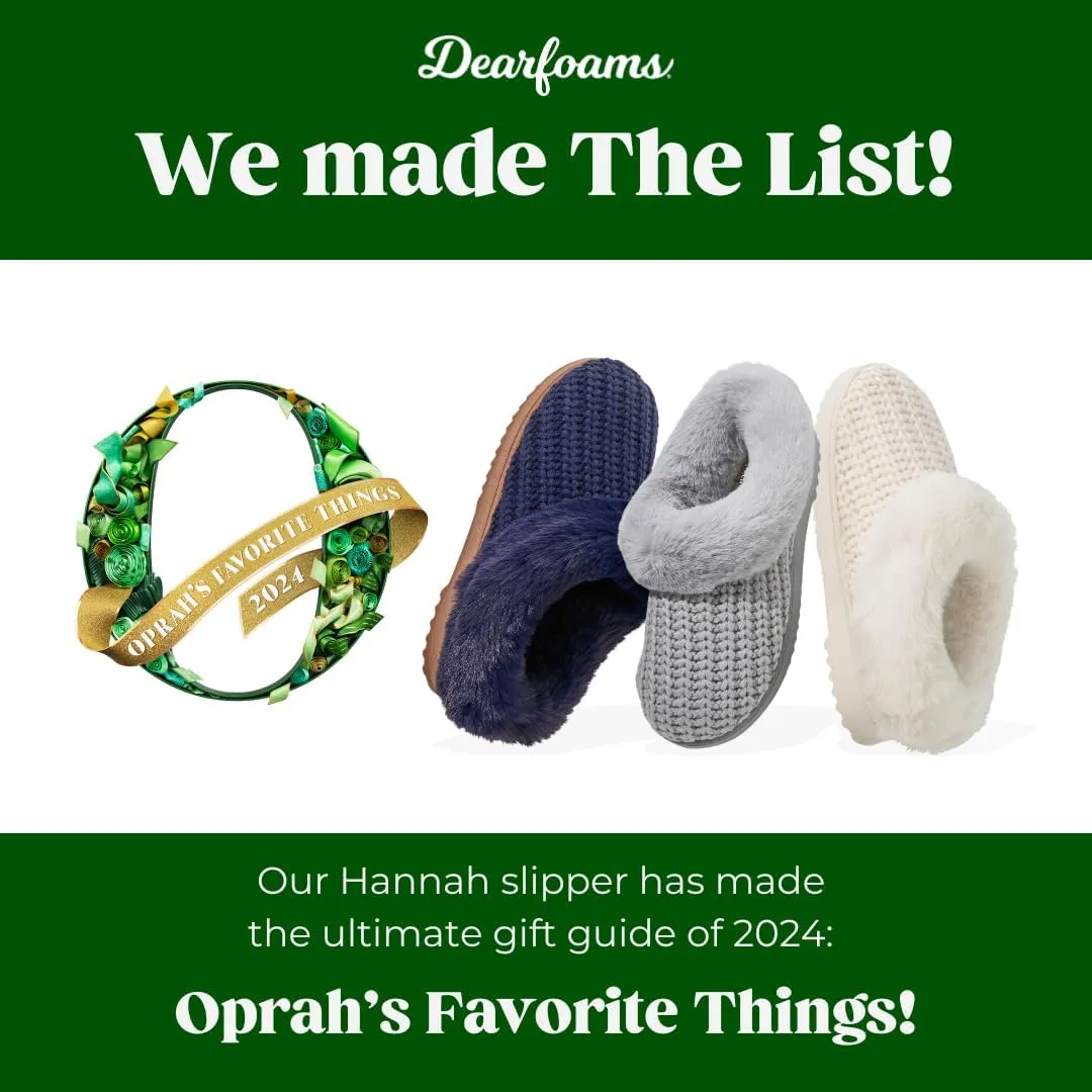 Dearfoams Gifts for Women, Mom, Sister, Wife - Fuzzy Fluffy Memory Foam Slipper - Hannah Knit Clog House Shoe House Slipper